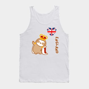 Cute I Love England Sloth Tank Top